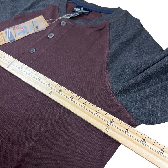 Tailor Vintage Men’s Small Long Sleeve Henley Shirt Burgundy/ Gray NWT - Picture 9 of 12
